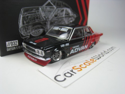 DATSUN 510 PRO STREET ADVAN KAIDO HOUSE 032 1/64 MINI GT (BLACK/RED)