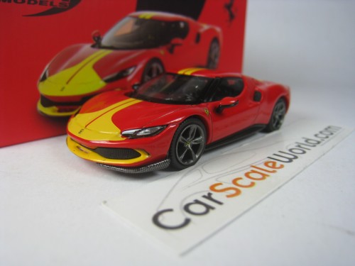 FERRARI 296 GTB ASETTO FIORANO 2022 1/64 BBR (ROSSO CORSA/YELLOW STRIPES)