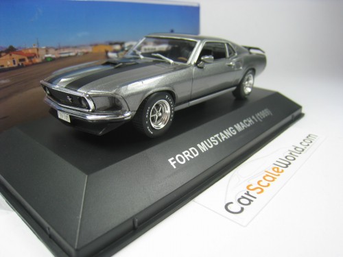 FORD MUSTANG MACH 1 1969 1/43 IXO ALTAYA (GREY/BLACK STRIPES)