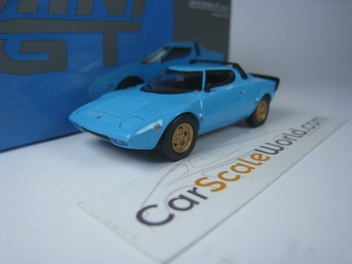 LANCIA STRATOS HF STRADALE 1/64 MINI GT (AZZURO CHIARO)