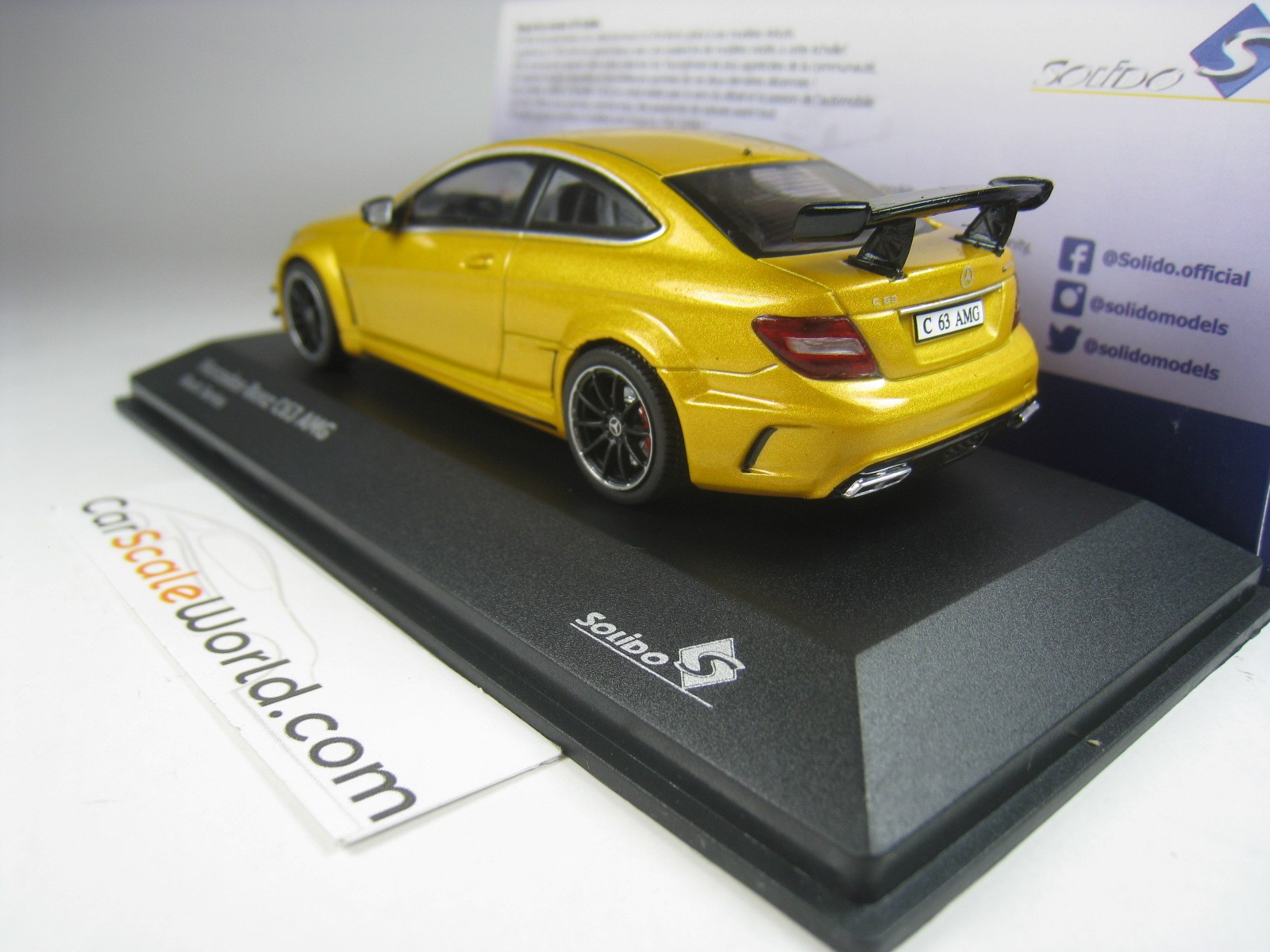 MERCEDES BENZ C63 AMG COUPE BLACK SERIES 1/43 SOLIDO (YELLOW METALLIC)