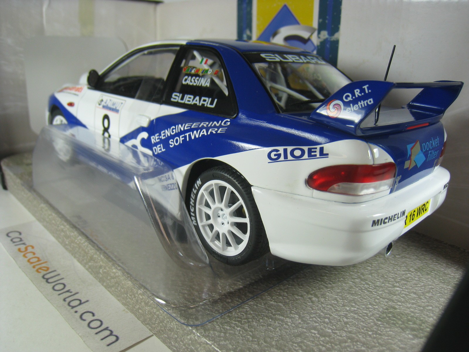 SUBARU IMPREZA S5 WRC 1999 #8 RALLY AZIMUT DI MONZA 2000 V.ROSSI 1/18