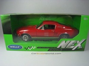 FORD MUSTANG GT 1967 1/24 WELLY (RED)