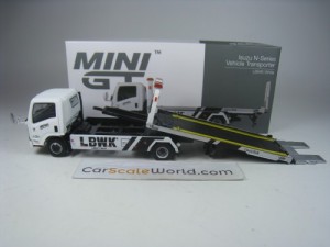 ISUZU N-SERIES VEHICLE TRANSPORTER LBWK 1/64 MINI GT (WHITE)