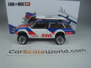 KAIDO HOUSE DATSUN 510 WAGON 4X4 #044 1/64 MINI GT (WHITE / RED / BLUE)