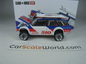 KAIDO HOUSE DATSUN 510 WAGON 4X4 #044 1/64 MINI GT (WHITE / RED / BLUE)