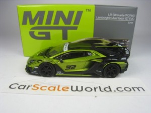 LB-SILHOUETTE WORKS LAMBORGHINI AVENTADOR GT EVO 1/64 MINI GT (LIME)