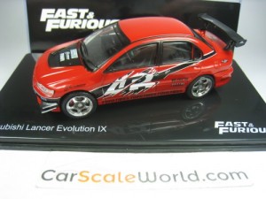 MITSUBISHI LANCER EVOLUTION IX FAST AND FURIOUS 1/43 IXO ALTAYA (RED)