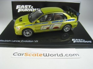 MITSUBISHI LANCER EVOLUTION VII FAST AND FURIOUS 1/43 IXO ALTAYA (LIME GREEN)