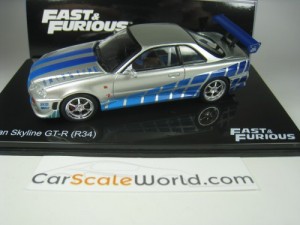 NISSAN SKYLINE GT-R R34 FAST AND FURIOUS 1/43 IXO ALTAYA (SILVER)