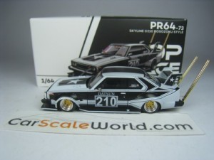 NISSAN SKYLINE C210 BOSOZOKU STYLE 1/64 POP RACE (WHITE/BLACK)