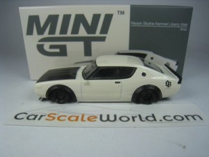 NISSAN SKYLINE KENMERI LIBERTY WALK 1/64 MINI GT (WHITE)