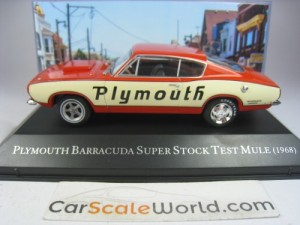 PLYMOUTH BARRACUDA SUPERSTOCK TEST MULE 1968 1/43 IXO ALTAYA (ORANGE/CREAM)