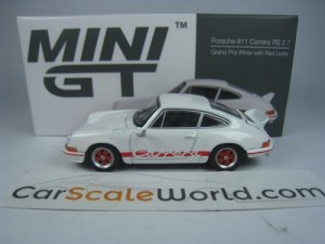 PORSCHE 911 CARRERA RS 2.7 1/64 MINI GT (WHITE/RED)