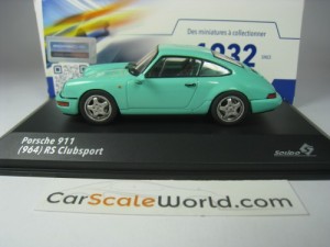 PORSCHE 911 CARRERA RS CLUBSPORT (964) 1992 1/43 SOLIDO (MINT GREEN)