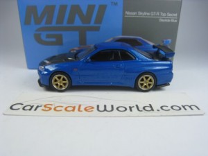TOP SECRET SKYLINE GT-R R34 1/64 MINI GT (BAYSIDE BLUE)