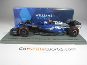 WILLIAMS RACING FW45 8TH BRITISH GP 2023 ALEX ALBON WILLIAMS 800TH GP 1/43 SPARK