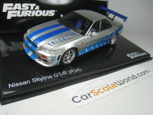 NISSAN SKYLINE GT-R R34 FAST AND FURIOUS 1/43 IXO ALTAYA (SILVER)