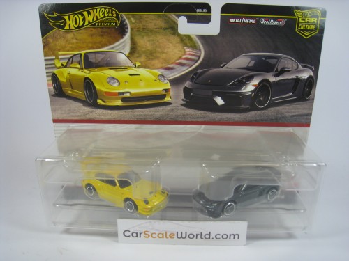 PORSCHE 911 GT2 (993) PORSCHE 718 CAYMAN GT4 HOTWHEELS TWIN PACK