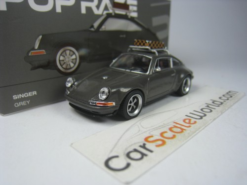 SINGER PORSCHE 911 WITH LUGGAGE 1/64 POP RACE (GREY)